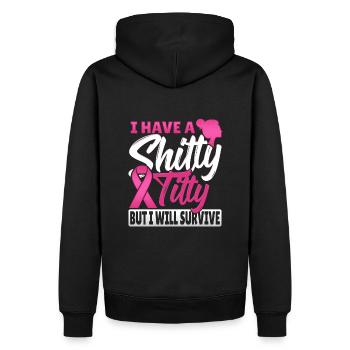 J’ai une mésange de merde mais je survivrai au sein - Sweat à capuche Premium bio Homme - noir - Dos - Nico (187cm)