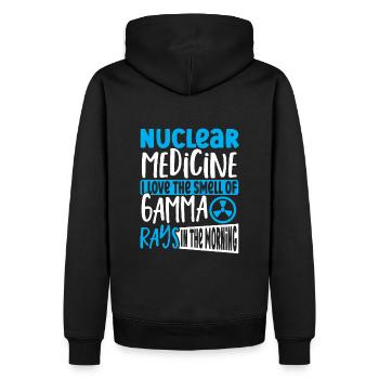 Médecine nucléaire J’aime l’odeur de - Sweat à capuche Premium bio Homme - noir - Dos - Nico (187cm)