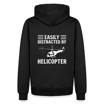 Leicht vom Helikopter abgelenkt - Männer Premium Bio Hoodie - Schwarz - Hinten - Nico (187cm)