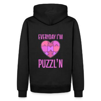 Chaque jour, je suis mystérieux. Puzzles de tous les jours - Sweat à capuche Premium bio Homme - noir - Dos - Nico (187cm)