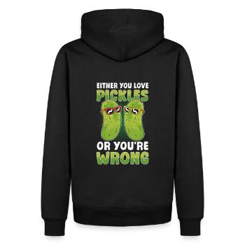 Entweder du liebst Essiggurken oder du irrst dich - Männer Premium Bio Hoodie - Schwarz - Hinten - Nico (187cm)