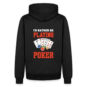 Ich spiele lieber Poker - Männer Premium Bio Hoodie - Schwarz - Hinten - Nico (187cm)