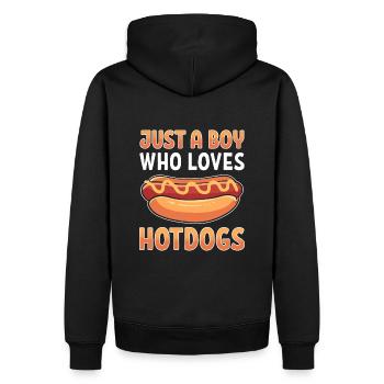 Juste un garçon qui aime les hot-dogs - Sweat à capuche Premium bio Homme - noir - Dos - Nico (187cm)
