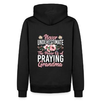 Unterschätze niemals die Macht einer betenden - Männer Premium Bio Hoodie - Schwarz - Hinten - Nico (187cm)