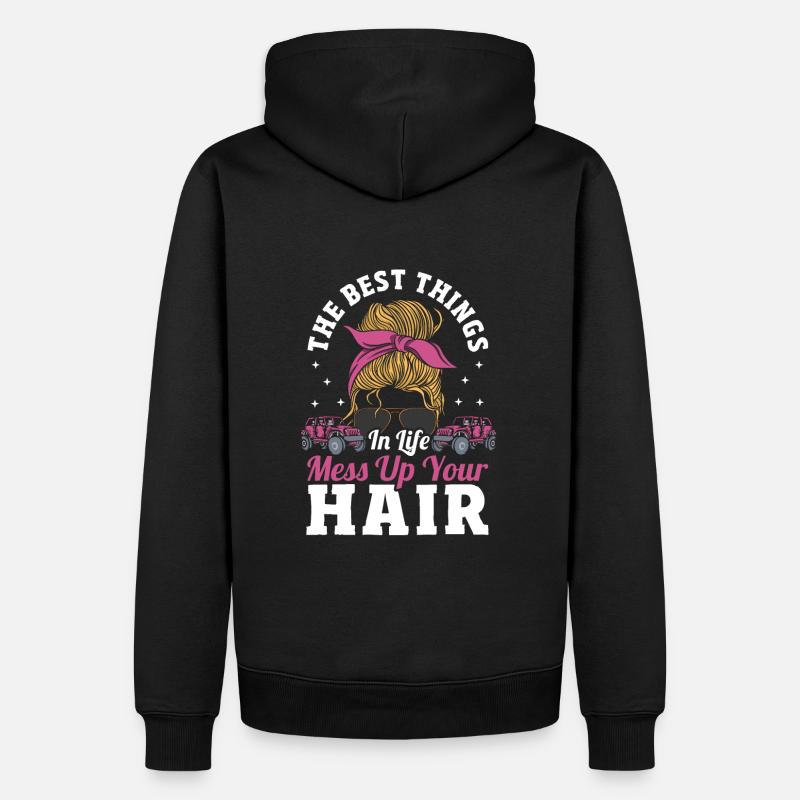 Die besten Dinge im Leben bringen dein Haar - Männer Premium Bio Hoodie - Schwarz