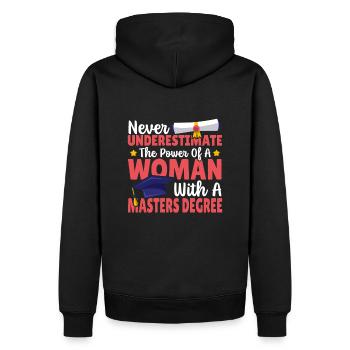 Unterschätze niemals die Macht einer Frau mit - Männer Premium Bio Hoodie - Schwarz - Hinten - Nico (187cm)