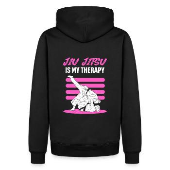Der Kampf gegen Karate Judo Jiu Jitsu ist meine - Männer Premium Bio Hoodie - Schwarz - Hinten - Nico (187cm)
