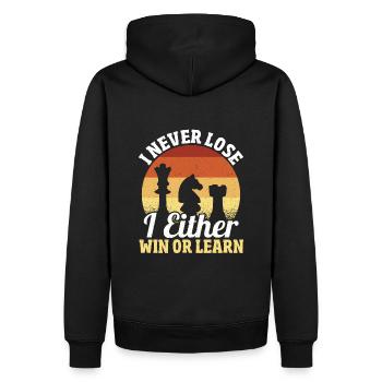 Ich verliere nie Ich gewinne oder lerne - Männer Premium Bio Hoodie - Schwarz - Hinten - Nico (187cm)