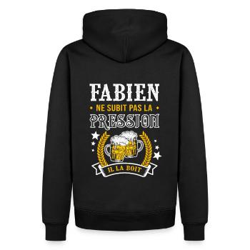 Fabien bière cadeau humour fabien - Sweat à capuche Premium bio Homme - noir - Dos - Nico (187cm)