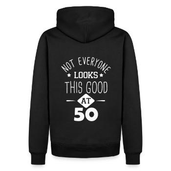 Nicht jeder sieht mit 50 Geschenk so gut aus - Männer Premium Bio Hoodie - Schwarz - Hinten - Nico (187cm)