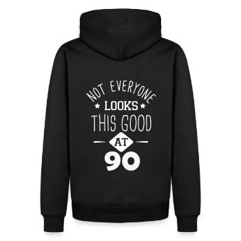 Nicht jeder – sieht mit 90 Jahren noch so gut aus - Männer Premium Bio Hoodie - Schwarz - Hinten - Nico (187cm)
