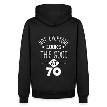 pas tout le monde-l'air aussi bien a 70 ans cadeau - Sweat à capuche Premium bio Homme - noir - Dos - Nico (187cm)