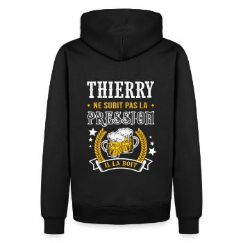 Thierry bière thierry cadeau Thierry fêtes - Sweat à capuche Premium bio Homme - noir - Dos - Nico (187cm)