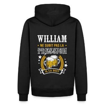 William bière william cadeau William fêtes - Sweat à capuche Premium bio Homme - noir - Dos - Nico (187cm)