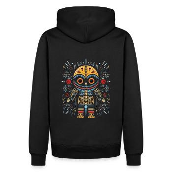 Neues Voodoo Designs für deine Fashion Revolution - Männer Premium Bio Hoodie - Schwarz - Hinten - Nico (187cm)