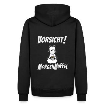Vorsicht Morgenmuffel - Männer Premium Bio Hoodie - Schwarz - Hinten - Nico (187cm)