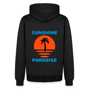 Sunshine, paradise (Half Sun, Palm Tree) - Men’s Premium Organic Hoodie - black - Back - Nico (187cm)