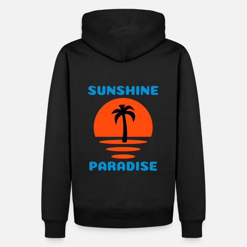 Soleil, paradis (Demi-soleil, Palmier) - Sweat à capuche Premium bio Homme - noir