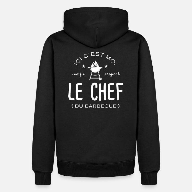 ici c'est moi le chef du barbecue cadeau papa bbq - Sweat à capuche Premium bio Homme - noir