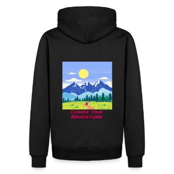 Retro Gaming Abenteuer - Männer Premium Bio Hoodie - Schwarz - Hinten - Nico (187cm)