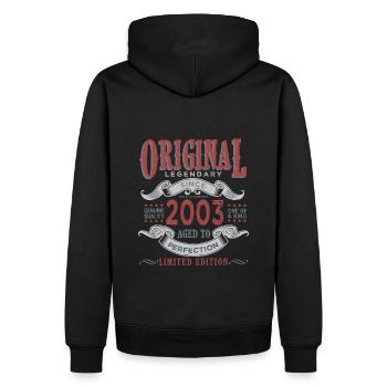 Né en 2003 Cadeau d anniversaire 20 ans original - Sweat à capuche Premium bio Homme - noir - Dos - Nico (187cm)