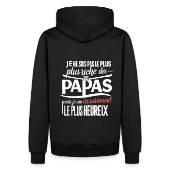 ICH BIN NICHT DER REICHSTE ALLER VÄTER - Männer Premium Bio Hoodie - Schwarz - Hinten - Nico (187cm)