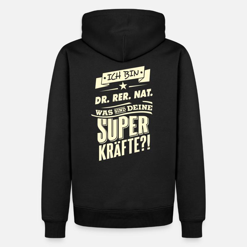 Superkräfte ich bin DR RER NAT - RAHMENLOS - Männer Premium Bio Hoodie - Schwarz