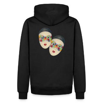 Joker Maske Clown Karneval Venedig Illustration - Männer Premium Bio Hoodie - Schwarz - Hinten - Nico (187cm)