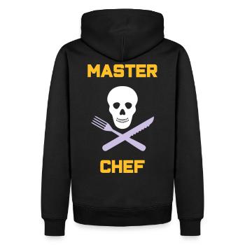 ★ Les couleurs du design peuvent être modifiées ★ Master chef (coutellerie) - Sweat à capuche Premium bio Homme - noir - Dos - Nico (187cm)