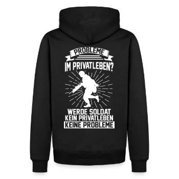 Berufssoldat Bundeswehr Offizier Soldat - Männer Premium Bio Hoodie - Schwarz - Hinten - Nico (187cm)