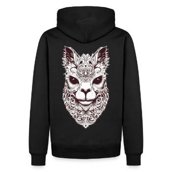 Faszinierende Katzenmaske in Tribal-Design - Männer Premium Bio Hoodie - Schwarz - Hinten - Nico (187cm)