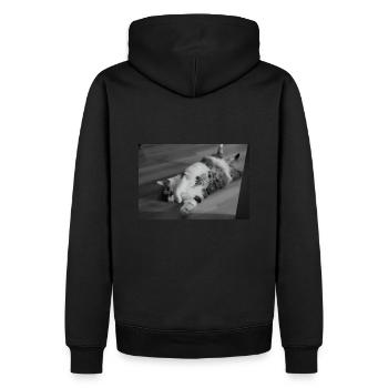 Chemise de sommeil officielle Chat Pyjama Cat Maman - Sweat à capuche Premium bio Homme - noir - Dos - Nico (187cm)