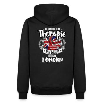 Ich brauche keine Therapie - London - Männer Premium Bio Hoodie - Schwarz - Hinten - Nico (187cm)