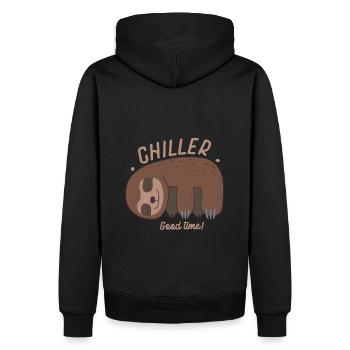 Faultier Chiller Faultier Humor Wandkunst - Männer Premium Bio Hoodie - Schwarz - Hinten - Nico (187cm)