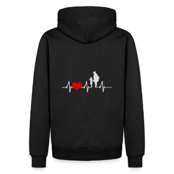 Herzschlag Mutter Tochter Liebe Muttertag Geschenk - Männer Premium Bio Hoodie - Schwarz - Hinten - Nico (187cm)