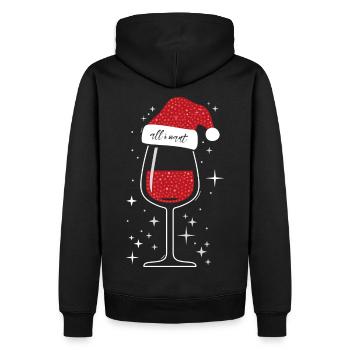 Chapeau de Noël verre à vin - Sweat à capuche Premium bio Homme - noir - Dos - Nico (187cm)