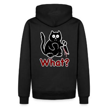 chat quoi? - Sweat à capuche Premium bio Homme - noir - Dos - Nico (187cm)