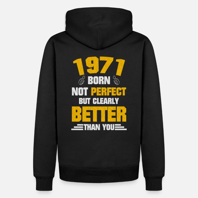 Né en 1971 - Sweat à capuche Premium bio Homme - noir