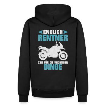 Endlich Rentner Motorrad - Männer Premium Bio Hoodie - Schwarz - Hinten - Nico (187cm)