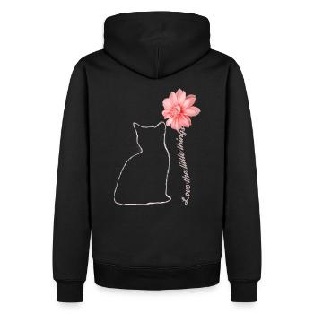 Cat With Flower Cat Gift - Men’s Premium Organic Hoodie - black - Back - Nico (187cm)