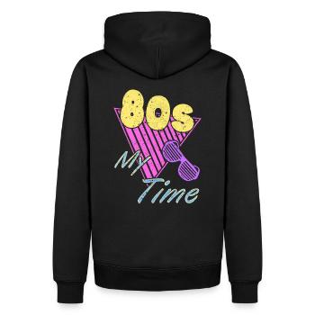 80er Jahre 80s 1980er Geschenk Retro Nostalgie - Männer Premium Bio Hoodie - Schwarz - Hinten - Nico (187cm)