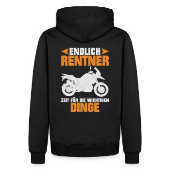Motorrad Rentner Geschenk Rente - Männer Premium Bio Hoodie - Schwarz - Hinten - Nico (187cm)