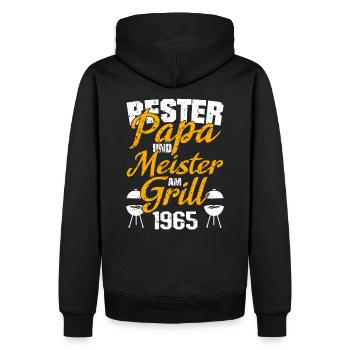 Vatertag 1965 Geburtstag Papa Meister Griller - Männer Premium Bio Hoodie - Schwarz - Hinten - Nico (187cm)