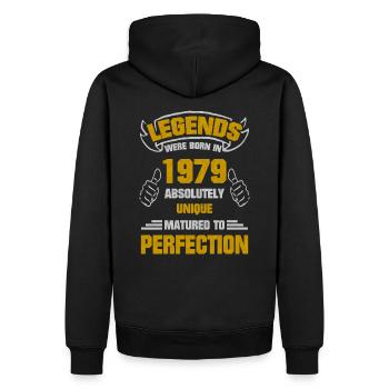 Légende Perfection 1979 Naissance anniversaire - Sweat à capuche Premium bio Homme - noir - Dos - Nico (187cm)