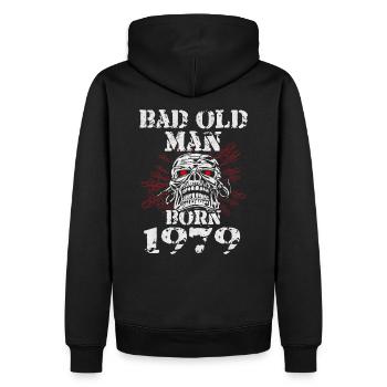 Vieil homme 1979 Né anniversaire - Sweat à capuche Premium bio Homme - noir - Dos - Nico (187cm)