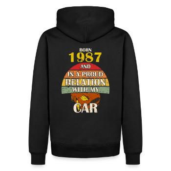 Automobiliste Né 1987 anniversaire voiture de sport - Sweat à capuche Premium bio Homme - noir - Dos - Nico (187cm)
