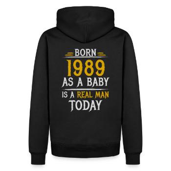 Homme 1989 Naissance anniversaire cadeau homme - Sweat à capuche Premium bio Homme - noir - Dos - Nico (187cm)