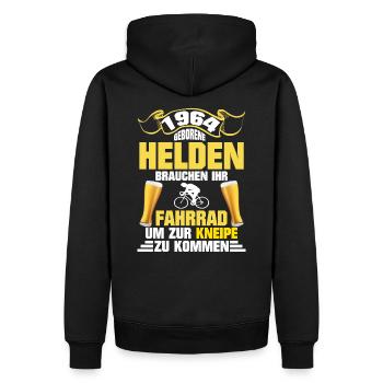 Cyclistes héros buveurs de bière 1964 Né Vélo - Sweat à capuche Premium bio Homme - noir - Dos - Nico (187cm)