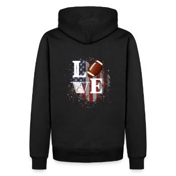 Football Love - Männer Premium Bio Hoodie - Schwarz - Hinten - Nico (187cm)