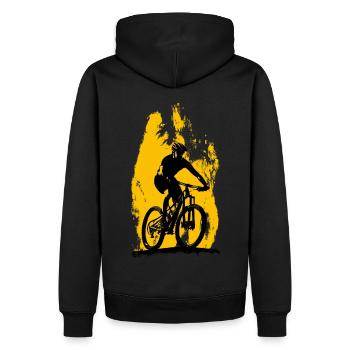 Mountainbike mountainbiken biken - Männer Premium Bio Hoodie - Schwarz - Hinten - Nico (187cm)